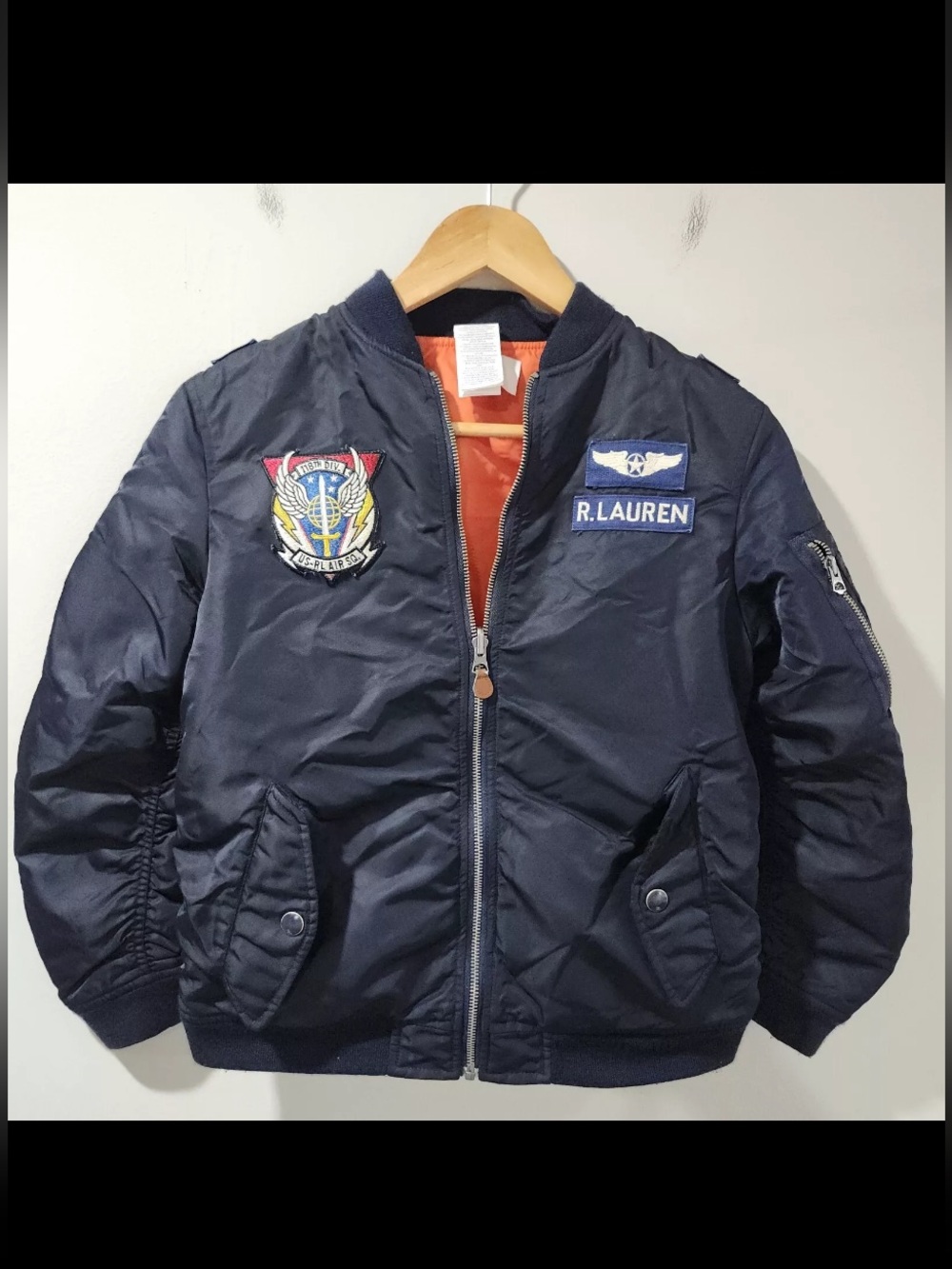 POLO Ralph Lauren Kids Navy Blue/Orange Reversible Military Bomber Flight Jacket